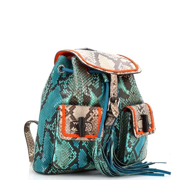 Gucci Bamboo Tassel Backpack Python Medium Multicolor - Picture 2 of 6